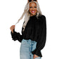 Simple Style Autumn And Winter Fashion Pullover Pleated Texture Ruffle Sleeve Loose Top
