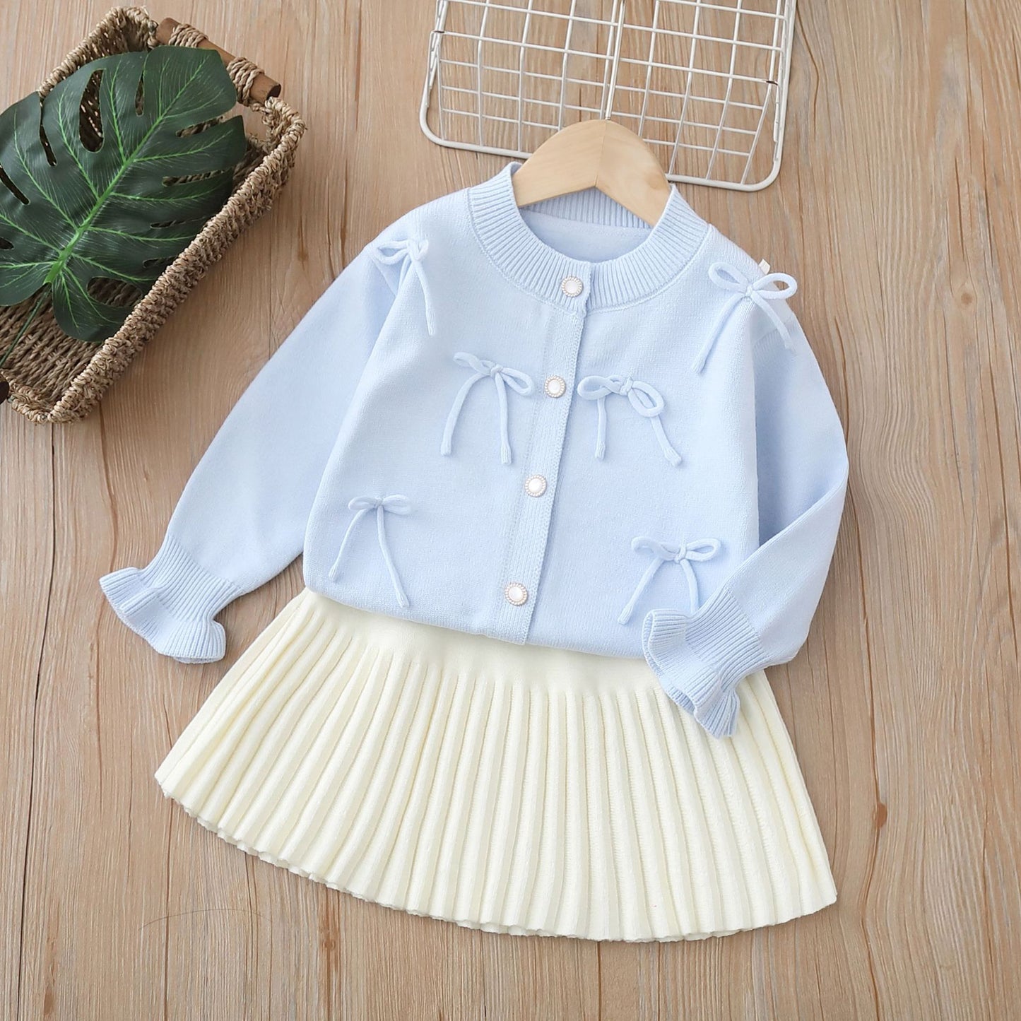 Kids' Sweater Suit Autumn Style Solid Color