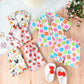 Multi-Color New Pajamas Animal Flowers Print Top With Shorts