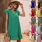 Women's V-neck Ruffle Loose Waist Short Sleeve Dress