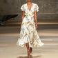 Women's V-neck Short Sleeve Dress Temperament Printed