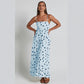 U-collar Tight Waist Large Skirt Polka Dot Print Dress