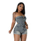 Women's Casual Fashion Tube Top Denim Jumpsuit