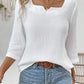 Women's Autumn Simplicity Solid Color Long-sleeved V-neck Top