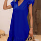 Women's V-neck Ruffle Loose Waist Short Sleeve Dress