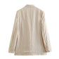 Spring NEW Long Sleeve Double Breasted Suit Jacket High Waist Casual Pants Striped Suit
