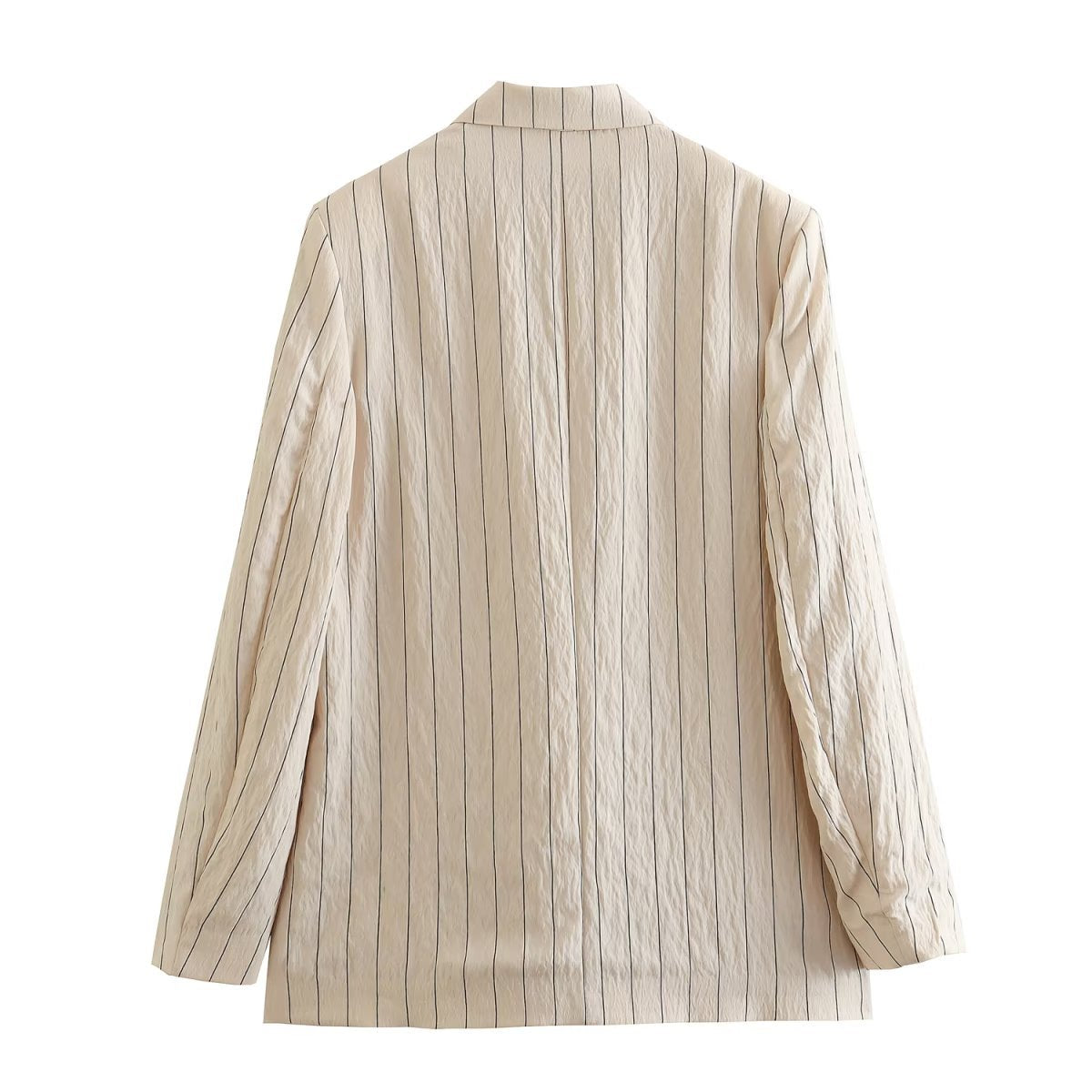 Spring NEW Long Sleeve Double Breasted Suit Jacket High Waist Casual Pants Striped Suit