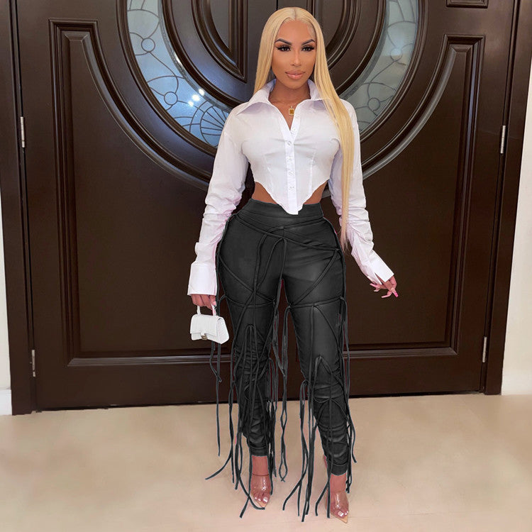 Fashion Lace-up Rope Sheath Tights