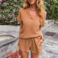 Solid Color Short Sleeve Shorts Temperament Commute Casual Suit