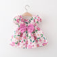 Girl's Fashionable Flower Short Sleeve Dress