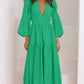 V-neck Waist-controlled Long Sleeves Dress Women