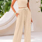 Trousers Elastic Waist Loose-fitting Sleeveless Shirt Suit
