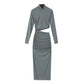 Fall Women's Clothing European And American Style Long Sleeve Mid-length Dress