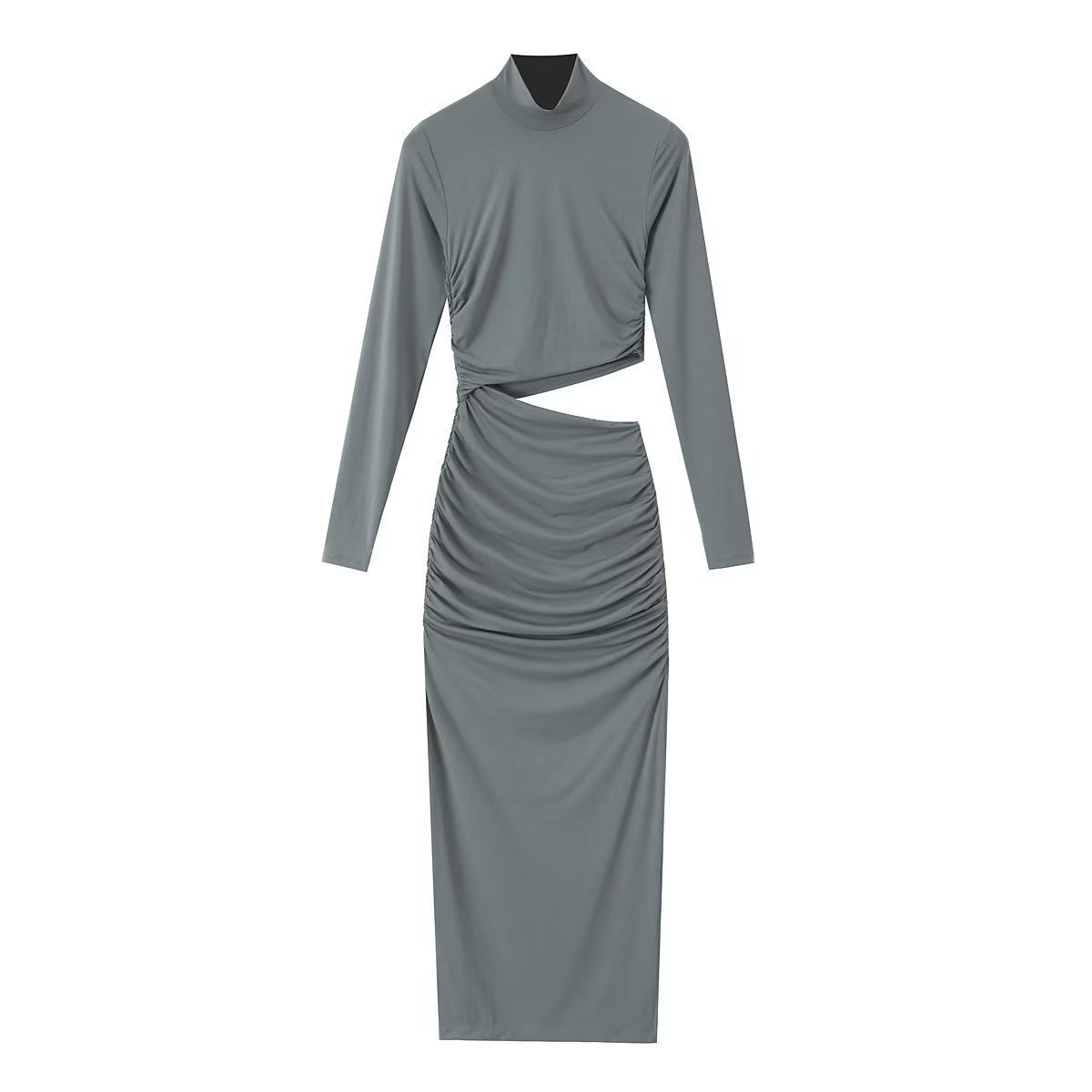 Fall Women's Clothing European And American Style Long Sleeve Mid-length Dress