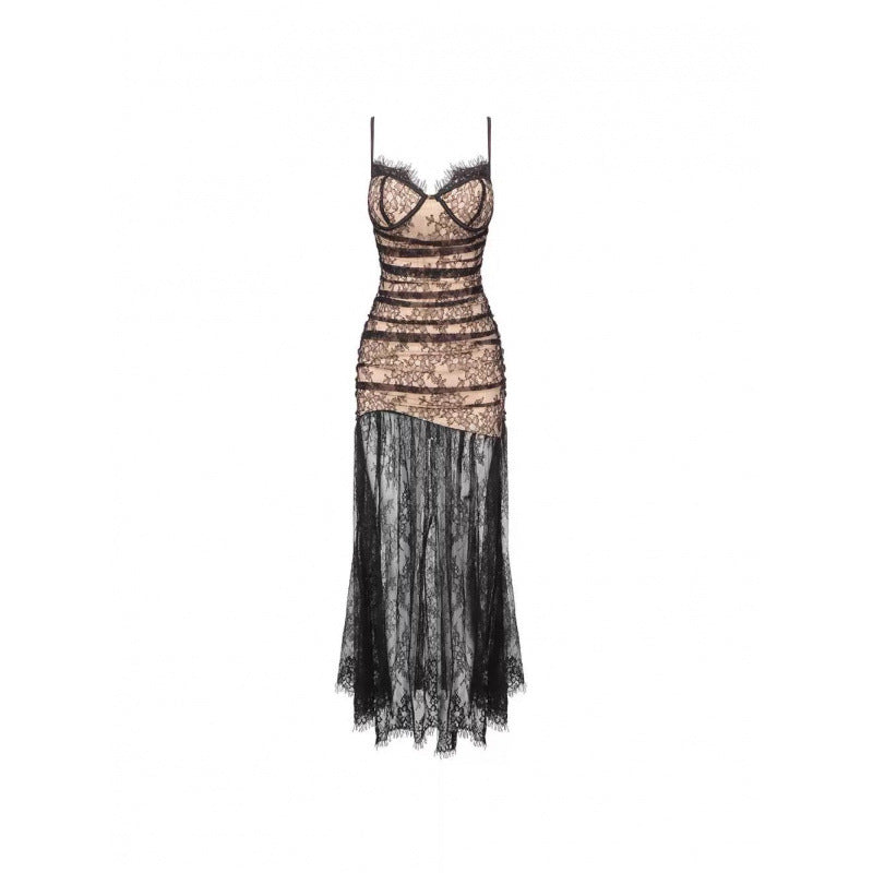 Light Luxury Minority Lace Sling Fishtail Dress