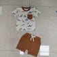 Dinosaur Printed Short Sleeve Shorts Suit
