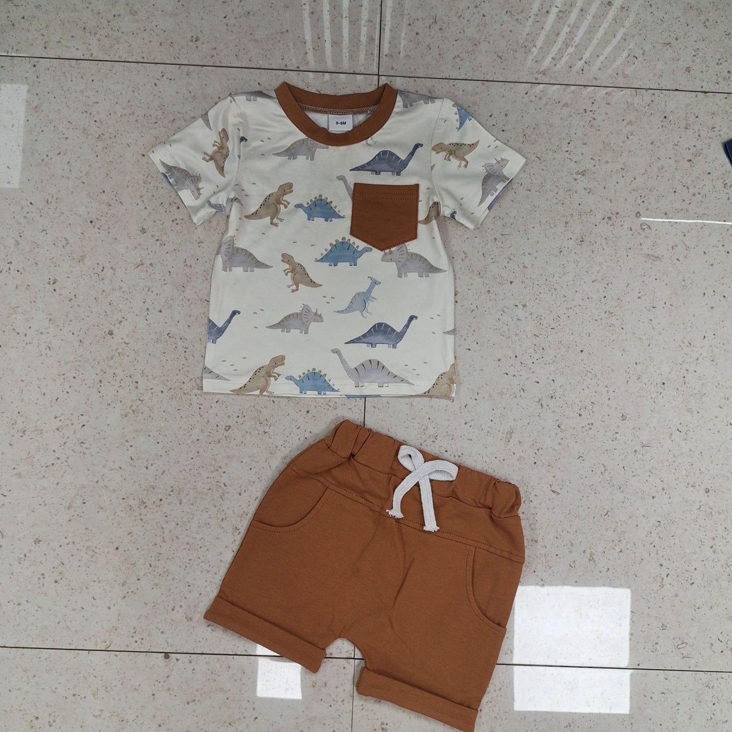 Dinosaur Printed Short Sleeve Shorts Suit