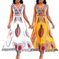 Fashion Digital Printed V-neck Women's Jumpsuit