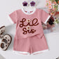 Waffle Towel Embroidery Flower Suit