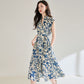Women's Blue And White Printing Temperament Dress