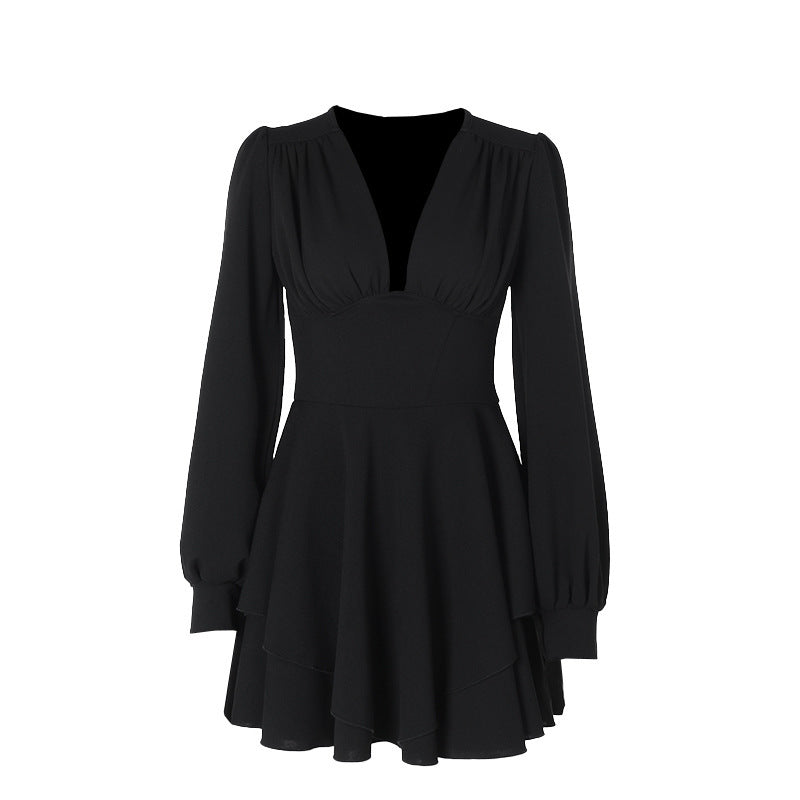 Robe plissée élégante à col en V pour femme
