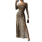 New Square Neck Leopard Print Elegant Slim-fit Dress