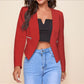 Long Sleeve Cardigan Zipper Pocket Jacket Top Small Suit