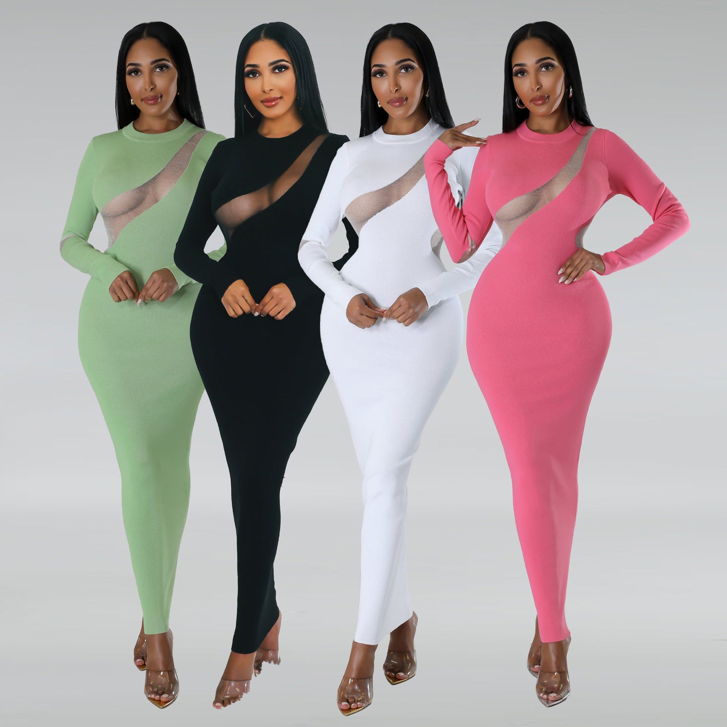Robe fourreau sexy en maille ajustée
