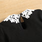 Ensemble trois pièces pour fille, haut à manches longues en tricot avec col en dentelle, jupe courte en dentelle à carreaux avec chapeau