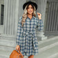 Women's Clothing Foreign Trade Fashion Plaid Drawstring Waist-tight Dress