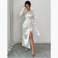 Elegant Style Printed Long-sleeved Dress For Women