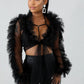 Long Sleeve Sheer Three Layer Mesh  Top Cardigan
