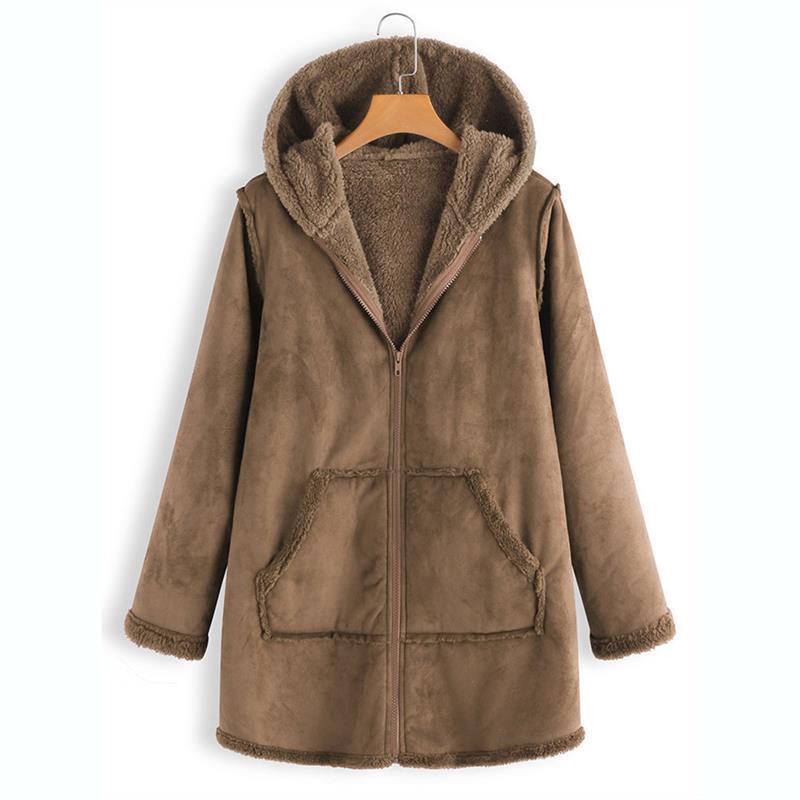 Manteau d'hiver chaud à capuche en peluche