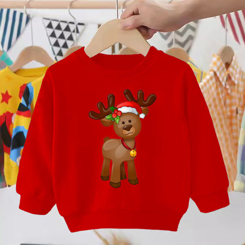Pull pour enfant imprimé Père Noël, bonhomme de neige, élan