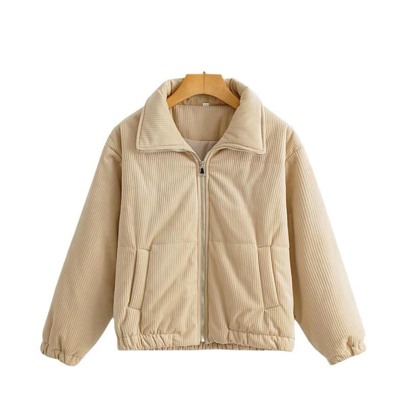 Manteau matelassé en velours côtelé et coton pour loisirs urbains et mode urbaine