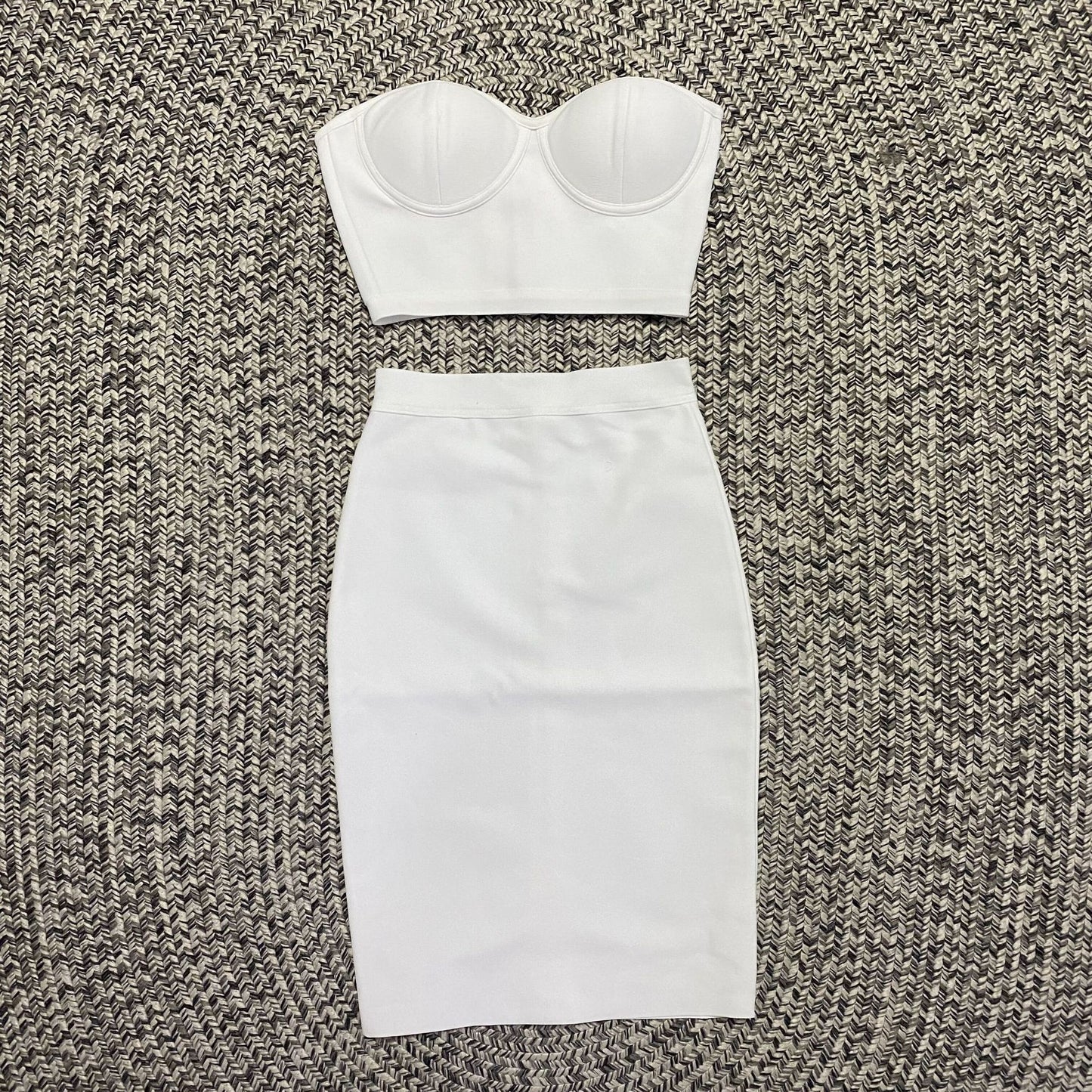 Tube Top High Waist Short Skirt Two-piece Set
