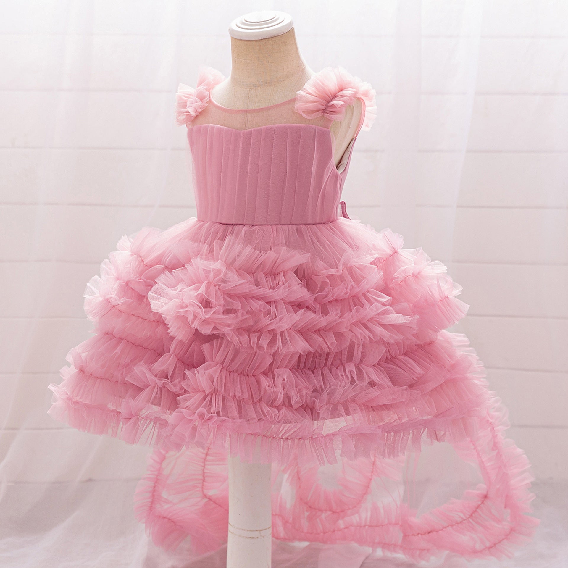 New Children's Sleeveless Mesh Long Dress