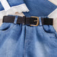 Long-sleeved Top Lace Denim Shorts