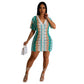 Knitted Cardigan Hollow Gradient Contrast Dress