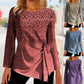 Women's Clothing Round Neck Tied Top
