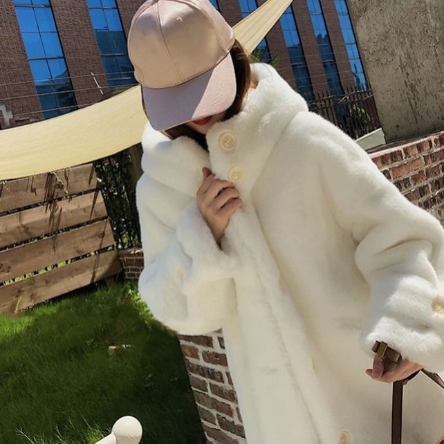 Veste d'hiver à capuche en fausse fourrure de coton épais