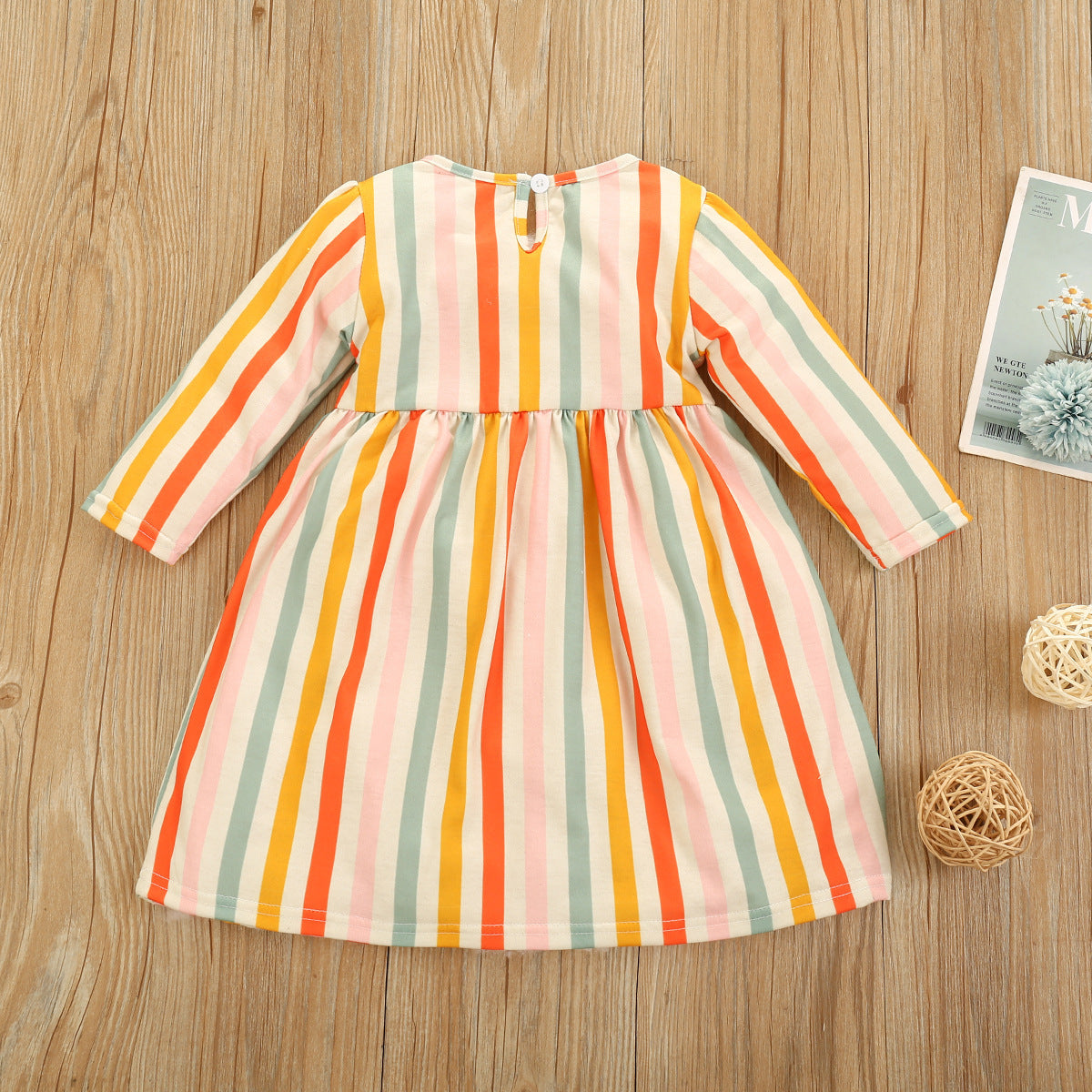 Girls' Lemon Cherry Stripe Print Dress