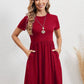 New Elastic Waist Round Neck Short Sleeve Dress Women