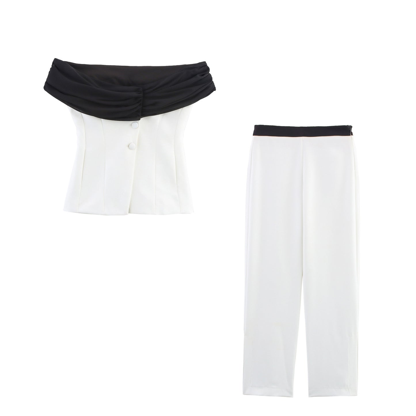 Summer Stitching Corset Top Stitching Waist Pants Suit