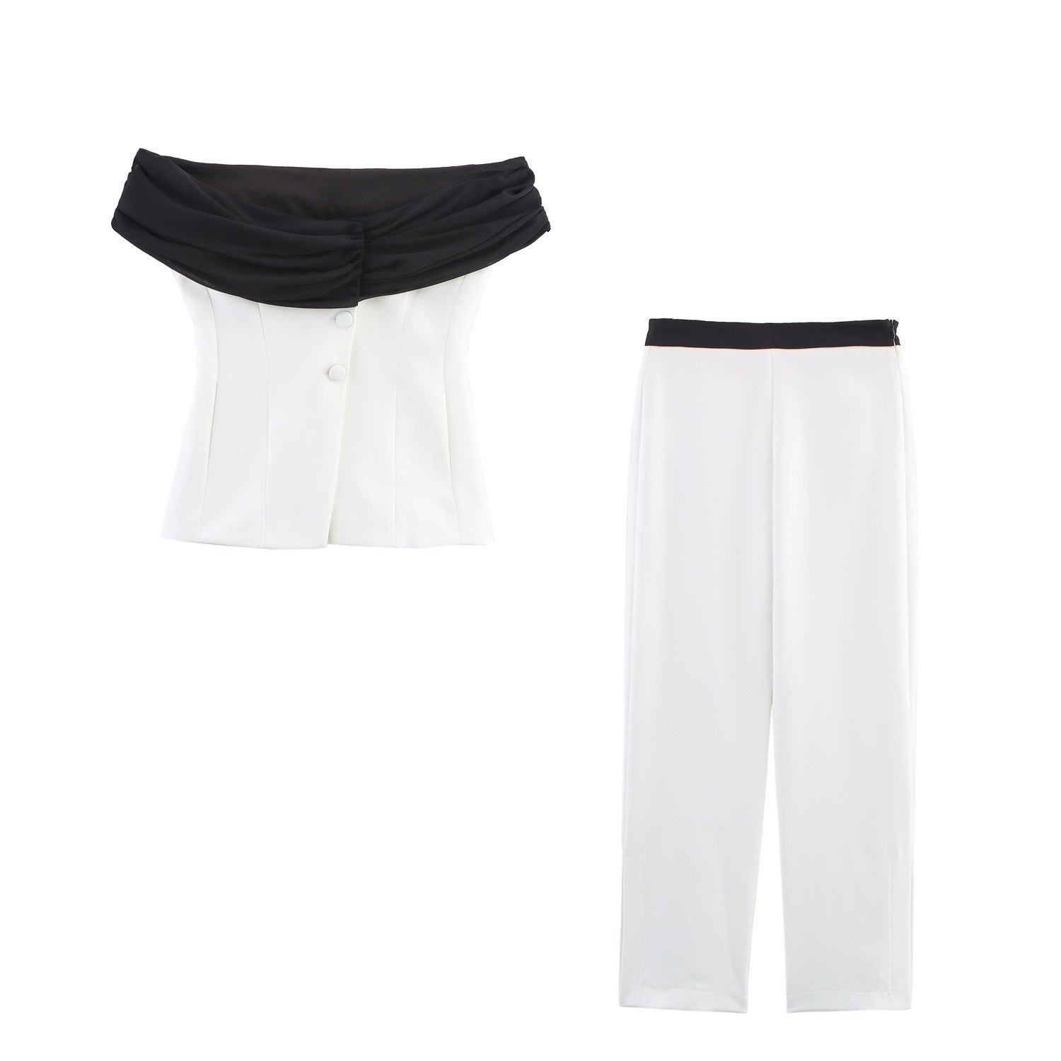 Summer Stitching Corset Top Stitching Waist Pants Suit