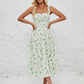 French-style Slip Dress With Side Slit And Print For Women
