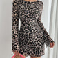 Women's Sexy Leopard-Print Backless Flare-Sleeve Mesh Dress
