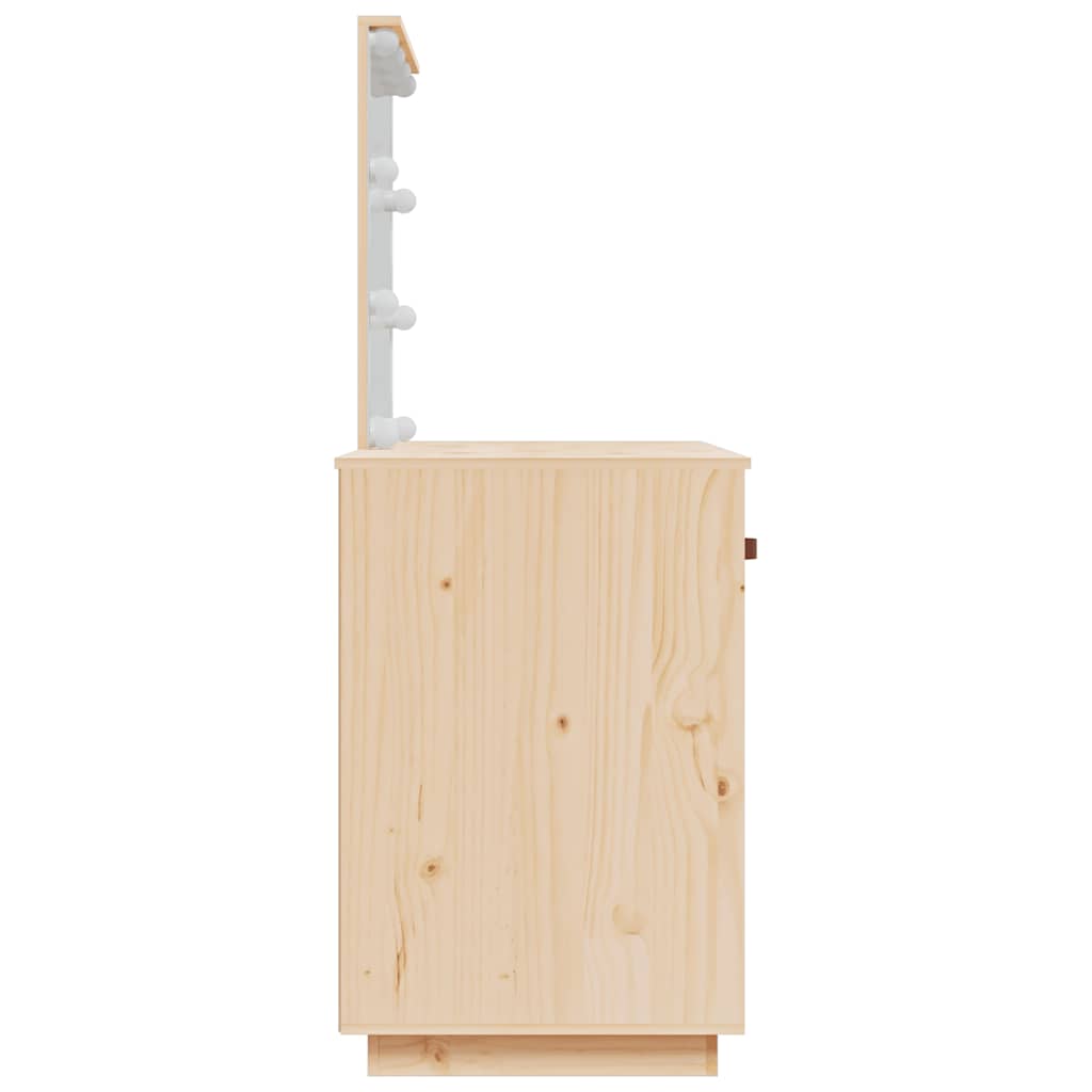 dressing table with LED lighting, 95x50x133.5 cm, solid pine wood