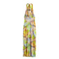 Ethnic Floral Print Silk Net Hanging Collar Dress