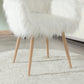 WHITE Faux Fur Upholstered Make Up Chair Side Dining Chair With Metal Leg WHITE Beech Metal Leg